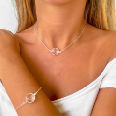 Choker Amaea Entremeio Moeda Cristal Folheado a Prata - comprar online