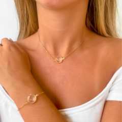 Choker Amaea Entremeio Moeda Cristal Folheado a Ouro 18k - comprar online