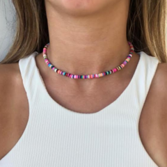 Choker Amaea Fimo Colorido Folheada a Ouro