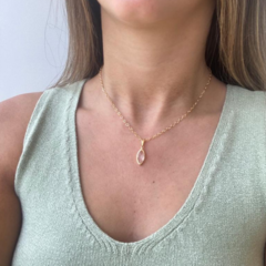 Choker Amaea Pingente Navete Cristal Folheado a Ouro 18k