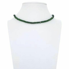 Choker Amaea de Cristal Facetado Verde Floresta de 4mm Folheado a Prata