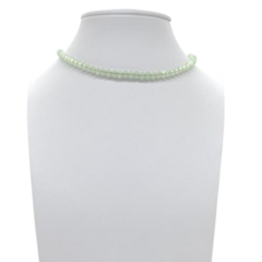 Choker Amaea de Cristal Facetado Verde Claro Transparente de 4mm Folheado a Prata