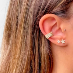 Piercing 3 Fileiras em Zircônias Cristal Folheada a ouro 18k