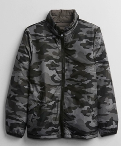 JAQUETA PUFFER REVERSÍVEL CAMUFLADA CINZA - GAP