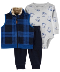 Conjunto Colete Xadrez Azul - CARTER´S