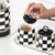 Potes Para Condimentos Cerâmica Chess | Colher e Bandeja Adicional | Branco, Preto e Prata | Kit 2 ou 3 Unidades - comprar online