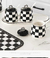 Imagem do Potes Para Condimentos Cerâmica Chess | Colher e Bandeja Adicional | Branco, Preto e Prata | Kit 2 ou 3 Unidades