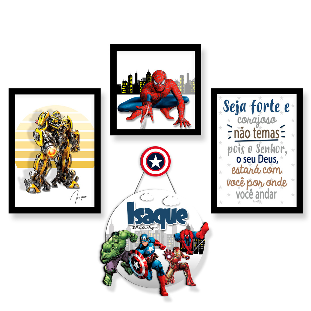 Quadro super heroi e menina bebe