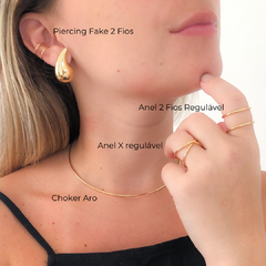 Piercing Fake 2 Fios Banho de Ouro 18k - comprar online