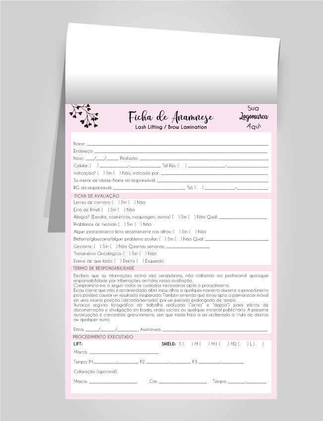 Bloco de Anamnese - Design de Sobrancelhas (Modelo 01)