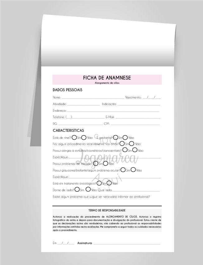 Bloco de Anamnese - Fisioterapia (Modelo 01)