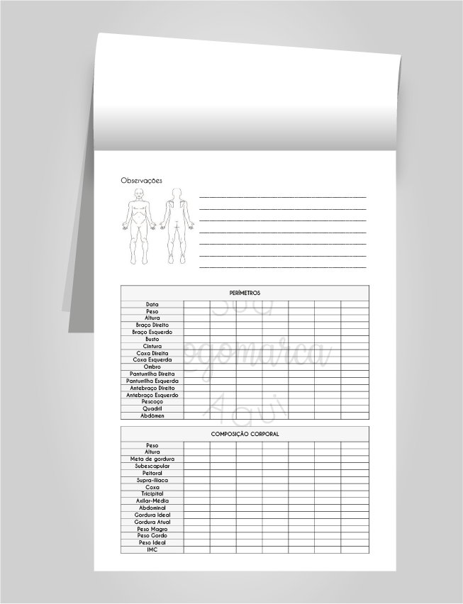 Fisioterapia Agenda Profissional, Bloco Anamnese + Planner