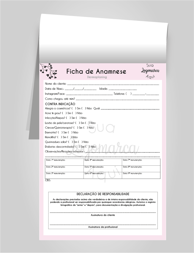 Bloco de Anamnese - Design de Sobrancelhas (Modelo 01)