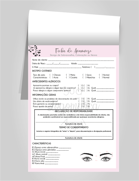 Bloco de Anamnese - Dermaplaning (Modelo 01)