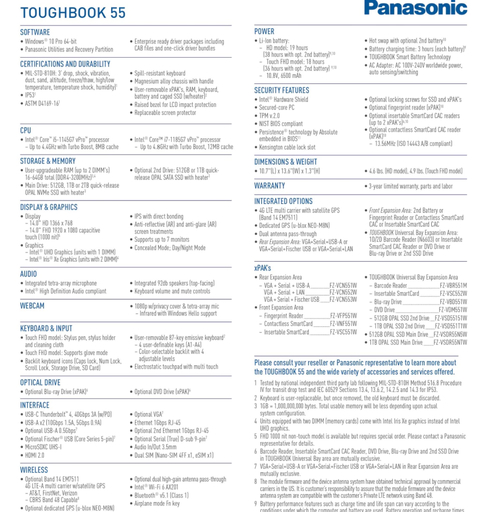 Panasonic TOUGHBOOK 55 14" Semi-Rugged Laptop , 16GB, 512GB SSD, FZ-55DZ003KM - tienda online