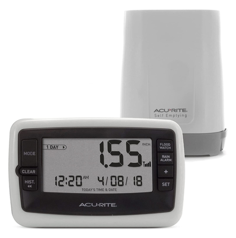 AcuRite Pluviômetro Digital, com Termômetro e Umidade , Ativado para Uso Doméstico ou Comercial