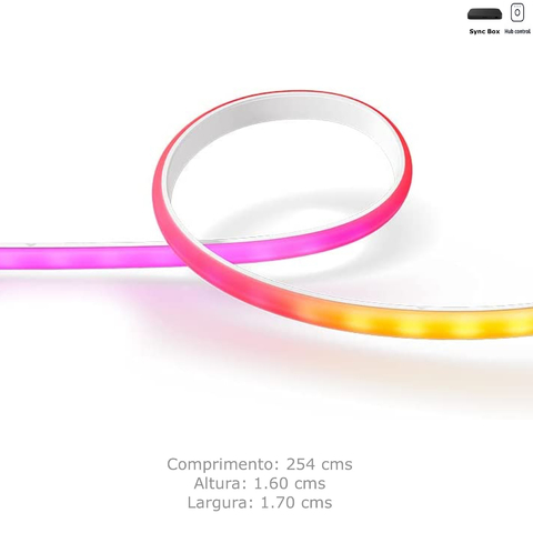 Image of Philips Hue Play Gradient Lightstrip 65" + Hue Light Tube Large + Hue Sync Box TVs de 65" até 70"