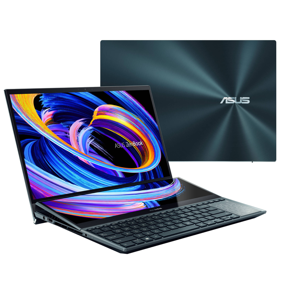ASUS 15.6" ZenBook Pro Duo 15 Multi-Touch Notebook | Cor Celestial Blue | UX582 | 2.5 GHz Intel Core i9 8-Core 11th Gen | 32GB DDR4 RAM | 1TB SSD | 15.6" 3840 x 2160 OLED Touchscreen | 14" ScreenPad Plus IPS Touchscreen |
