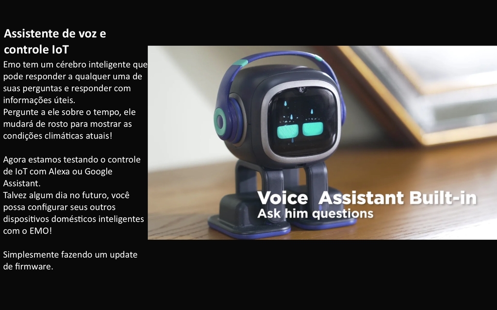 Emo True AI Pet Robot | Animal de Estimação com Inteligência Artificial | Machine Learning | Comando de Voz | Reconhecimento Facial | Mais de 1000 expressões e movimentos para interação humana l EMO go home
