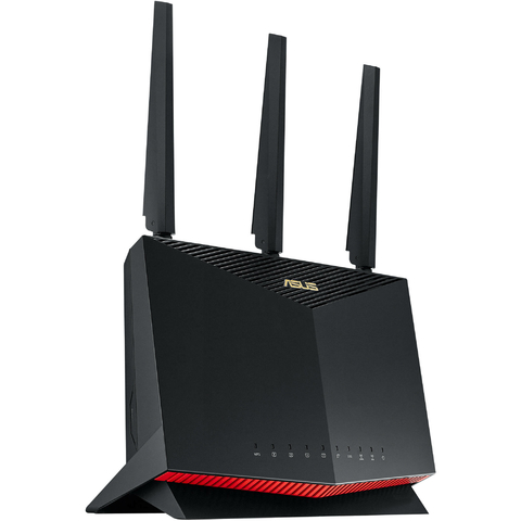 ASUS RT-AX86U AX5700 Wireless Dual-Band Gigabit Gaming Router l Roteador Gamer l Projetado para games online e móveis l 2 portas USB 3.2 l Cobertura de até 600 m² l Incluída Segurança de Internet Vitalícia l Compatível com PS5