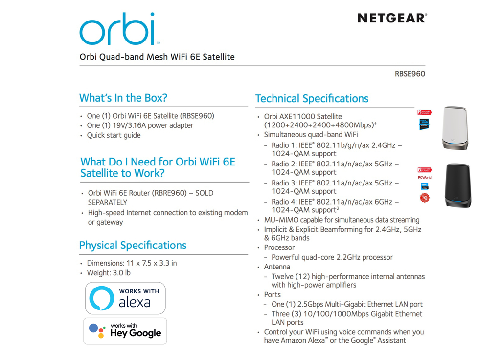 Netgear Orbi 900 Series Quad-Band l WiFi 6e Mesh 10.8Gbps RBKE964 , RBKE963, RBKE962, RBSE960, Até 200 Dispositivos - loja online