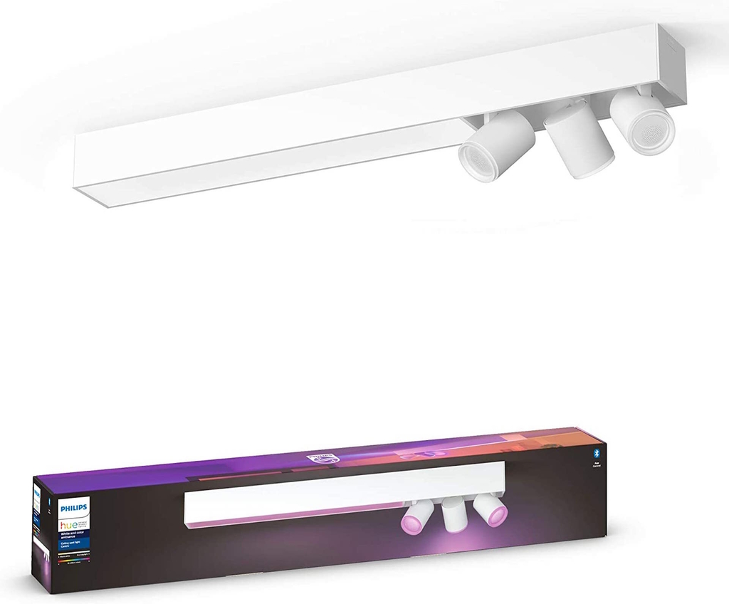 Philips Hue White & Color Ambiance Centris l Smart 3-Spots Ceiling Bar l Luminária de Teto l Ajuste cada Luz Individualmente l Poderoso Fluxo Luminoso 2.810 lumen l Compatível com Alexa, Apple Homekit & Google Assistant | Funciona com Bluetooth e/ou com a Hue Bridge - loja online