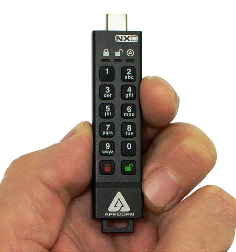 Apricorn Aegis Secure Key 3NXC 128GB | USB Flash Drive | Super Velocidade USB-C 3.2 Robusto | FIPS 140-2 256-Bits | Modo Administrador e Usuário Separados | Primeira Chave Flash Criptografada do Mundo na internet