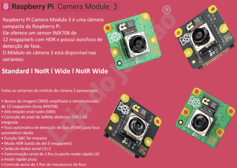 Imagem do Raspberry Pi Camera Module 3 12 MP Auto Focus , Escolha: Standard , NoIR , Wide , Wide NoIR