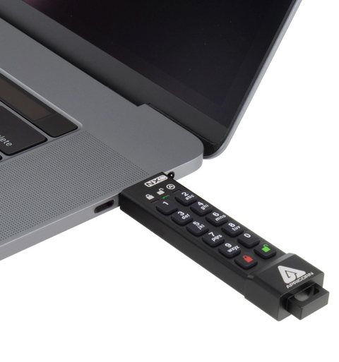 Apricorn Aegis Secure Key 3NXC 128GB | USB Flash Drive | Super Velocidade USB-C 3.2 Robusto | FIPS 140-2 256-Bits | Modo Administrador e Usuário Separados | Primeira Chave Flash Criptografada do Mundo - Loja do Jangão - InterBros