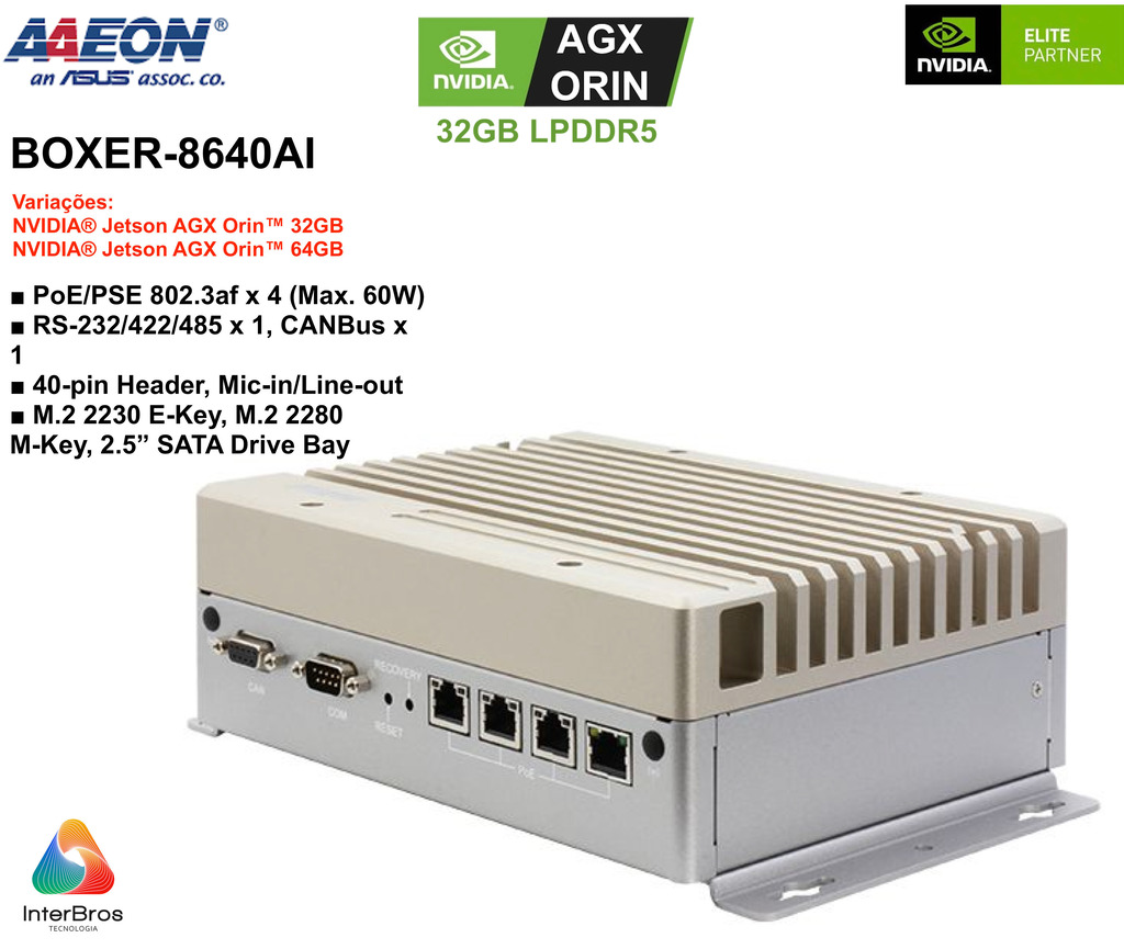 AAEON ASUS BOXER-8640AI , Computador Industrial , NVIDIA® Jetson AGX Orin™ 32GB - comprar online