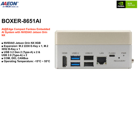 AAEON ASUS BOXER-8651AI , Computador Industrial , NVIDIA® Jetson Orin™ NX 8GB - comprar online