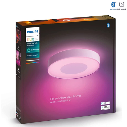 Philips Hue White & Color Ambiance Xamento Large l Bathroom Smart Ceiling l Luminária de Teto Inteligente Grande l Feita para Banheiros l A Prova D' Água l WiFi e Bluetooth l Alto Fluxo Luminoso 3.700 lumen l LED Integrado l Compatível com Alexa, Apple Homekit & Google Assistant l Requer Hue™ Bridge