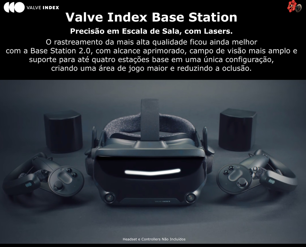 HTC Vive SteamVR Base Station 2.0 l Valve Index VR Base Station 2.0 + Suporte Teto l Potencializam a presença e a imersão da realidade virtual em escala de sala l Rastrear as localizações exatas do Headset e controllers - Loja do Jangão - InterBros
