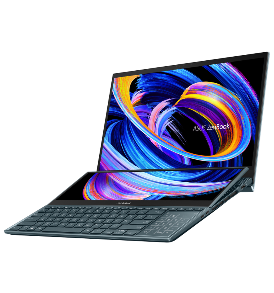 ASUS 15.6" ZenBook Pro Duo 15 Multi-Touch Notebook | Cor Celestial Blue | UX582 | 2.5 GHz Intel Core i9 8-Core 11th Gen | 32GB DDR4 RAM | 1TB SSD | 15.6" 3840 x 2160 OLED Touchscreen | 14" ScreenPad Plus IPS Touchscreen | - loja online
