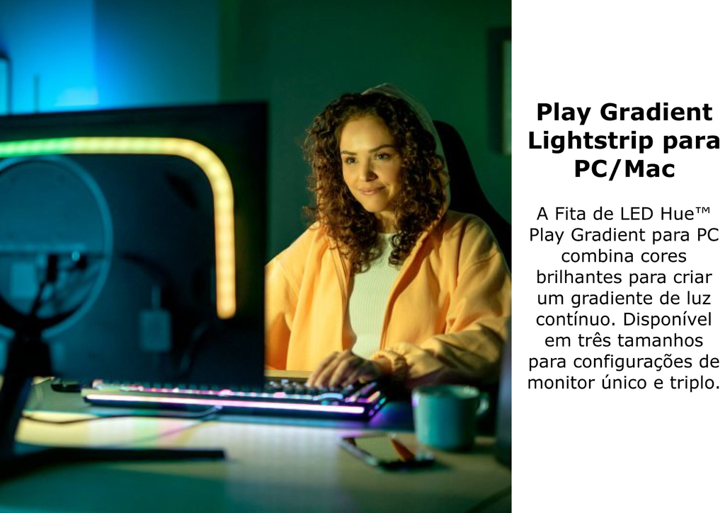 Philips Hue Play Gradient Lightstrip Fita de LED Para Monitores PC e Mac 32" até 34" on internet