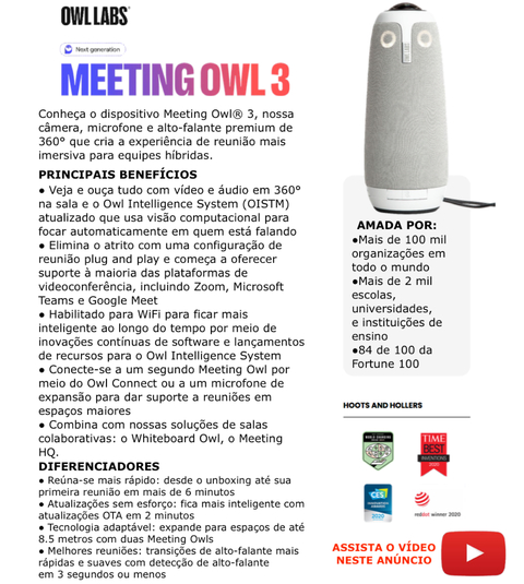 Owl Labs Meeting Owl 3 Next Generation + Expansion Mic , Estende o Alcance para 8 metros en internet