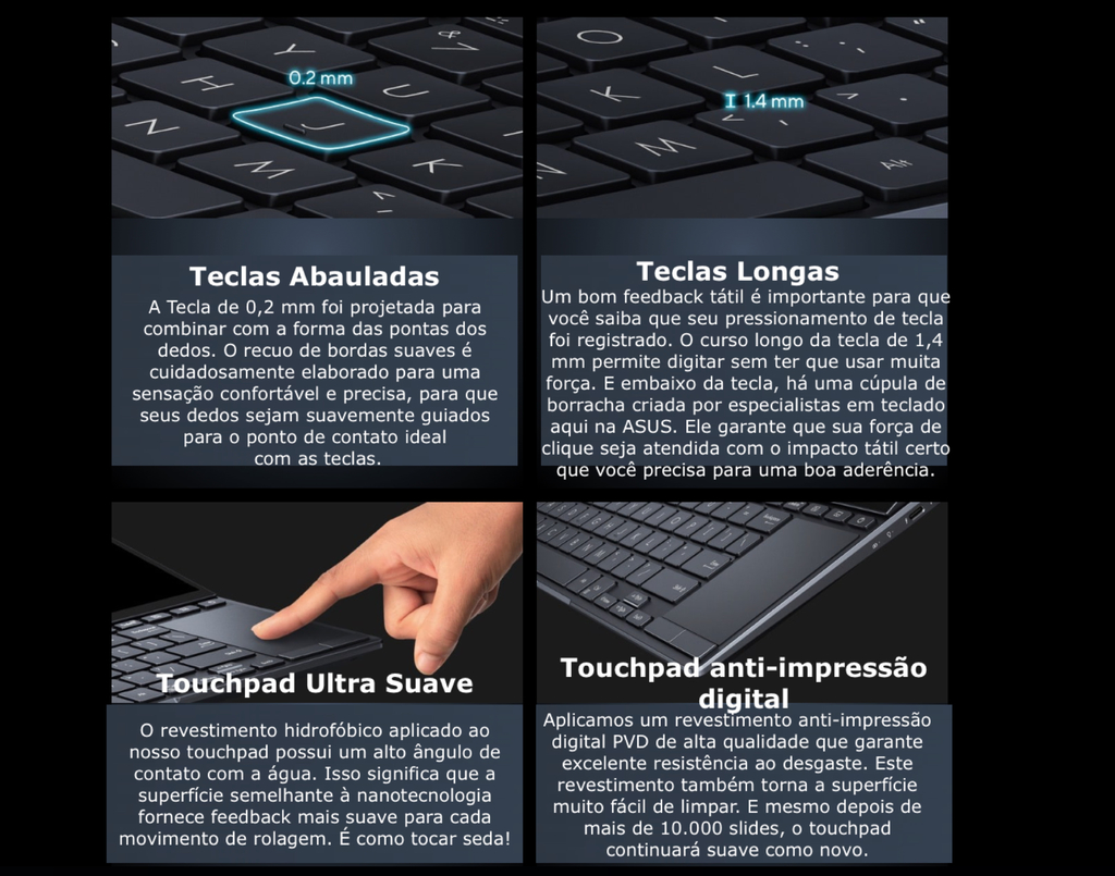 ASUS 14.5" ZenBook Pro 14 Duo OLED Multi-Touch Notebook | Cor Tech Black | UX8402 | 2.3 GHz Intel Core i7 14-Core 12th Gen | 32GB LPDDR5 RAM | 1TB SSD | 12.7" ScreenPad Plus Touchscreen | Dolby ATMOS | 9.5 Horas de Bateria - comprar online