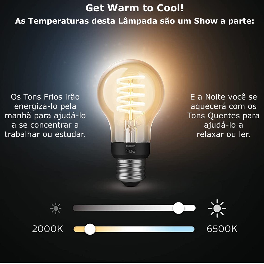 Philips Hue White Ambiance Dimmable Smart Filament A19 l Lâmpada LED de Filamento Vintage l 2ª Geração l Mais Brilhantes l Branco Quente a Branco Frio | Compatível com Alexa, Apple Homekit & Google Assistant | Funciona com Bluetooth e/ou com a Hue Bridge on internet