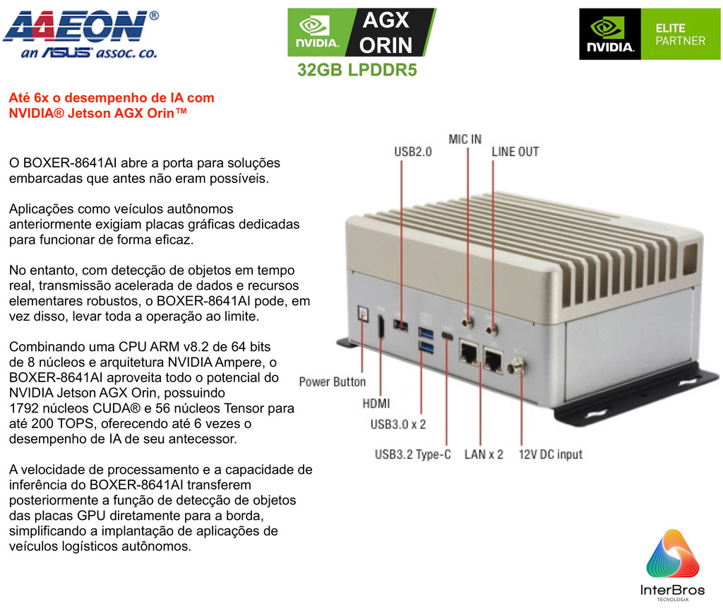 AAEON ASUS BOXER-8641AI , Computador Industrial , NVIDIA® Jetson AGX Orin™ 32GB en internet