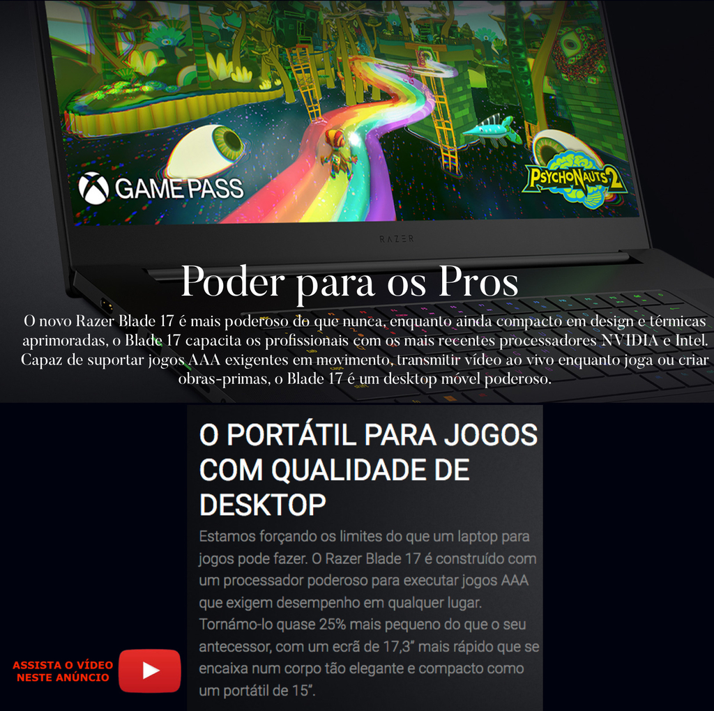 Razer 17.3" Razer Blade 17 Gaming Laptop , 16GB RAM . 1TB 4.0 SSD , RZ09-0423EEA3-R3U1 - Loja do Jangão - InterBros