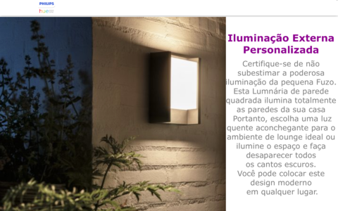 Philips Hue Fuzo Regular White LED Smart Outdoor Wall Light | Luminária de Parede | Compatível com a Alexa, Apple Homekit & Google Assistant | Requer Hue Bridge on internet