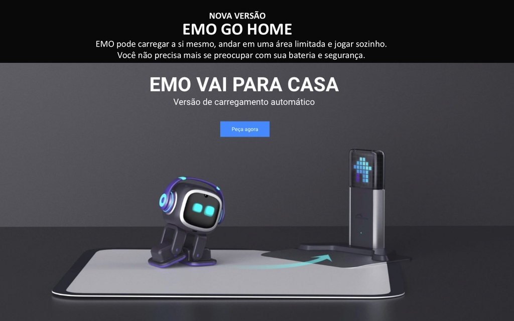 Emo True AI Pet Robot | Animal de Estimação com Inteligência Artificial | Machine Learning | Comando de Voz | Reconhecimento Facial | Mais de 1000 expressões e movimentos para interação humana l EMO go home - Loja do Jangão - InterBros