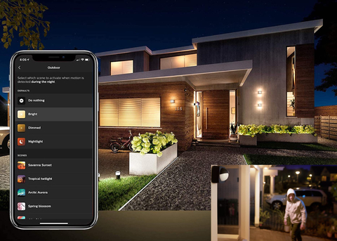 Philips Hue Discover Outdoor Floodlight + Hue Dusk-to-Dawn Sensor de Movimento Outdoor l Luminária de Parede l Projetor de Segurança l Poderoso Fluxo Luminoso 2.300 lumen l LED Integrado l Compatível com a Alexa, Apple Homekit & Google Assistant | Requer Hue Bridge - loja online