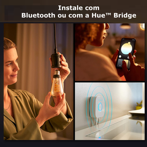 Image of Philips Hue White Ambiance Dimmable Smart Filament l Estilo Edison ST23 l Lâmpada LED de Filamento Vintage l 2ª Geração l Mais Brilhantes l Branco Quente a Branco Frio | Compatível com Alexa, Apple Homekit & Google Assistant | Funciona com Bluetooth e/ou com a Hue Bridge