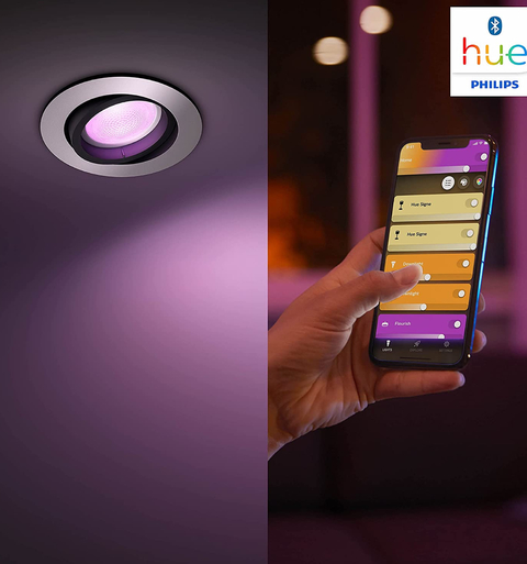 Philips Hue White and Color Ambiance Recessed Spotlight Bluetooth Centura | Nova Geração | Luminária Spot Direcional Dicróica de Teto | Adequada para Locais Úmidos | Compatível com a Alexa, Google Assistant, Apple HomeKit e Samsung SmartThings | Substituia suas luminárias antigas com a tecnologia LED inteligente na internet