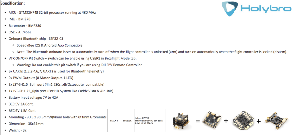 Holybro Kakute H7 V2 Stacks l Flight Controller with Bluetooth | FPV Flight Controller | Controlador de Voo l Drones, Robôs e UAVs | 20194 l 20195 l 20196 l 20197 - comprar online