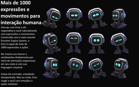 Emo True AI Pet Robot | Animal de Estimação com Inteligência Artificial | Machine Learning | Comando de Voz | Reconhecimento Facial | Mais de 1000 expressões e movimentos para interação humana l EMO go home na internet