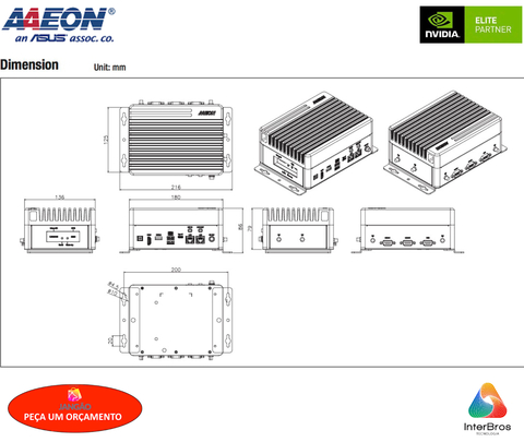 AAEON ASUS BOXER-8641AI , Computador Industrial , NVIDIA® Jetson AGX Orin™ 64GB