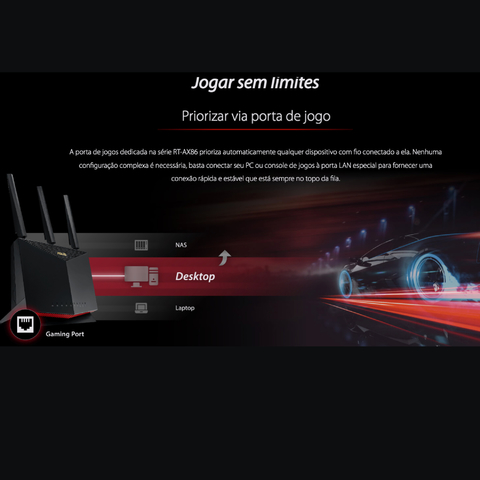 ASUS RT-AX86U AX5700 Wireless Dual-Band Gigabit Gaming Router l Roteador Gamer l Projetado para games online e móveis l 2 portas USB 3.2 l Cobertura de até 600 m² l Incluída Segurança de Internet Vitalícia l Compatível com PS5 en internet