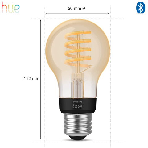 Philips Hue White Ambiance Dimmable Smart Filament A19 l Lâmpada LED de Filamento Vintage l 2ª Geração l Mais Brilhantes l Branco Quente a Branco Frio | Compatível com Alexa, Apple Homekit & Google Assistant | Funciona com Bluetooth e/ou com a Hue Bridge